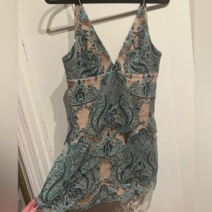 Free People 6 Green Sequin Mini Dress